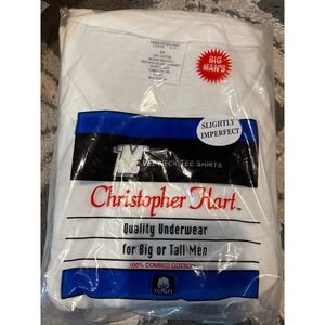 Christopher Hart Mens 4X 2 Pack White V-Neck Tee Shirts Big and Tall  L5205